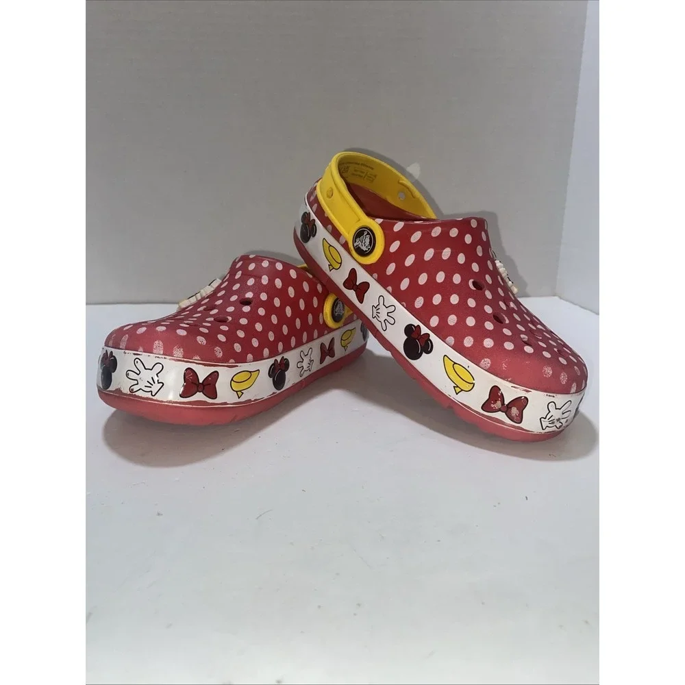 Crocs Disney Parks Minnie Mouse Kids Crocband Red Clogs Junior Size 1